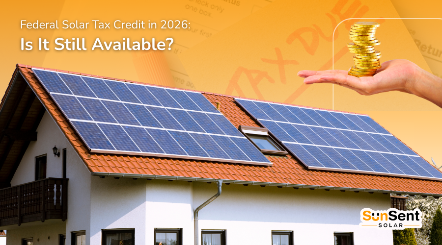 Home with rooftop solar panels illustrating solar energy tax credits in 2026 and long-term savings for homeowners.
