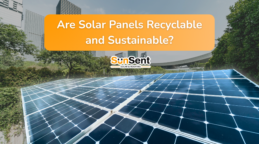 Solar panels installed in an urban environment highlighting sustainability and solar panel recyclability.