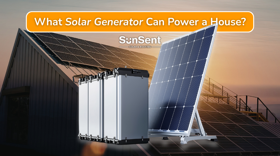 What solar generator can power a house with battery storage and rooftop solar panels by Sunsent.