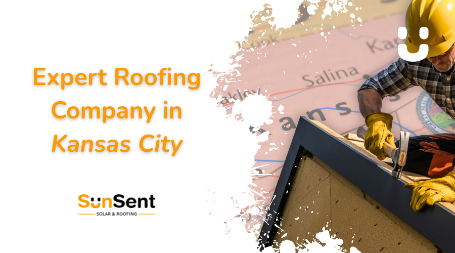 Professional roofing contractor working on a residential roof in Kansas City for SunSent Solar & Roofing services.